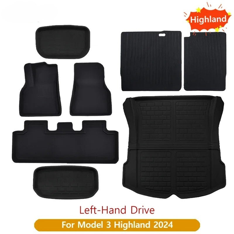 Tesla Model Y/3 Floor Mat & Trunk Luggage Mat (2017-2024) - All-Weather Protection for Left & Right Hand Drive (LHD/RHD) - Delicate Leather