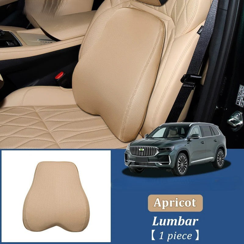Memory Foam Car Headrest Pillow & Lumbar Support Cushion – Neck Holder & Seat Comfort for Ultimate Driving Relief - Delicate Leather