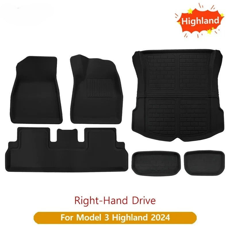 Tesla Model Y/3 Floor Mat & Trunk Luggage Mat (2017-2024) - All-Weather Protection for Left & Right Hand Drive (LHD/RHD) - Delicate Leather