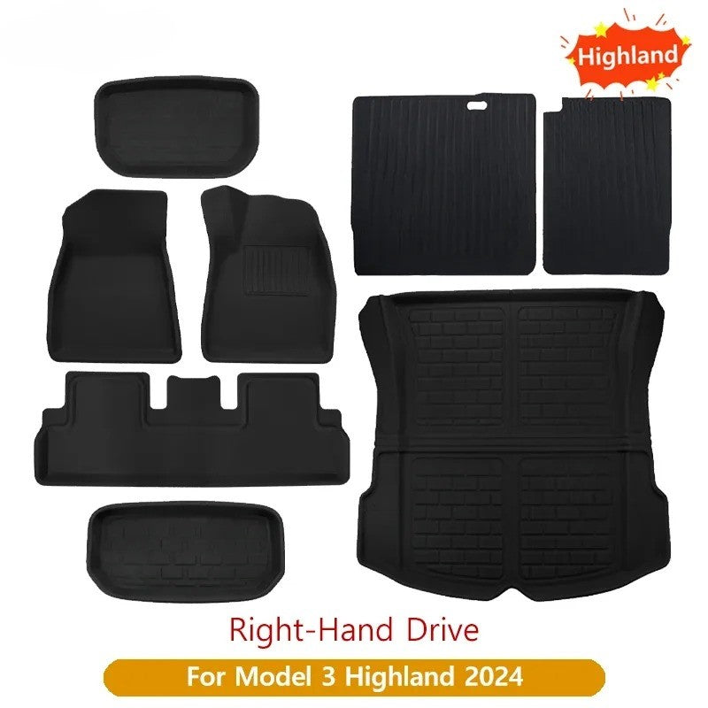 Tesla Model Y/3 Floor Mat & Trunk Luggage Mat (2017-2024) - All-Weather Protection for Left & Right Hand Drive (LHD/RHD) - Delicate Leather
