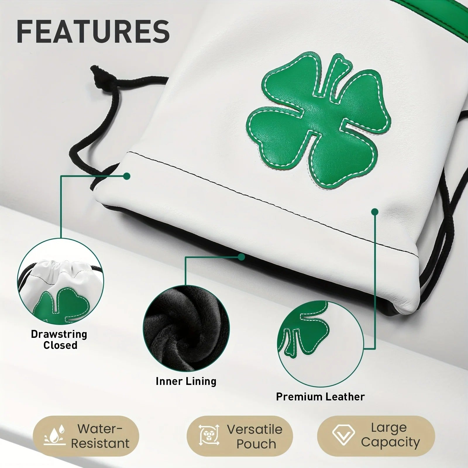 Synthetic Leather Golf Tee Pouch – Valuables Storage Bag with Drawstring - Delicate Leather