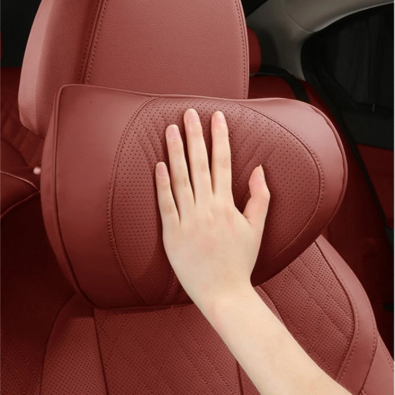 High-End Leather Car Seat Headrest and Neck Pillow with Soft Latex Back Support – Multifunctional Pillow and Quilt Set