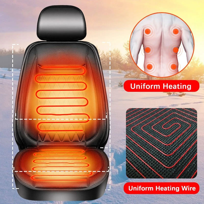 Universal Heated Car Seat Cushion - Fast Heating Winter Warmer with Adjustable Modes - Delicate Leather