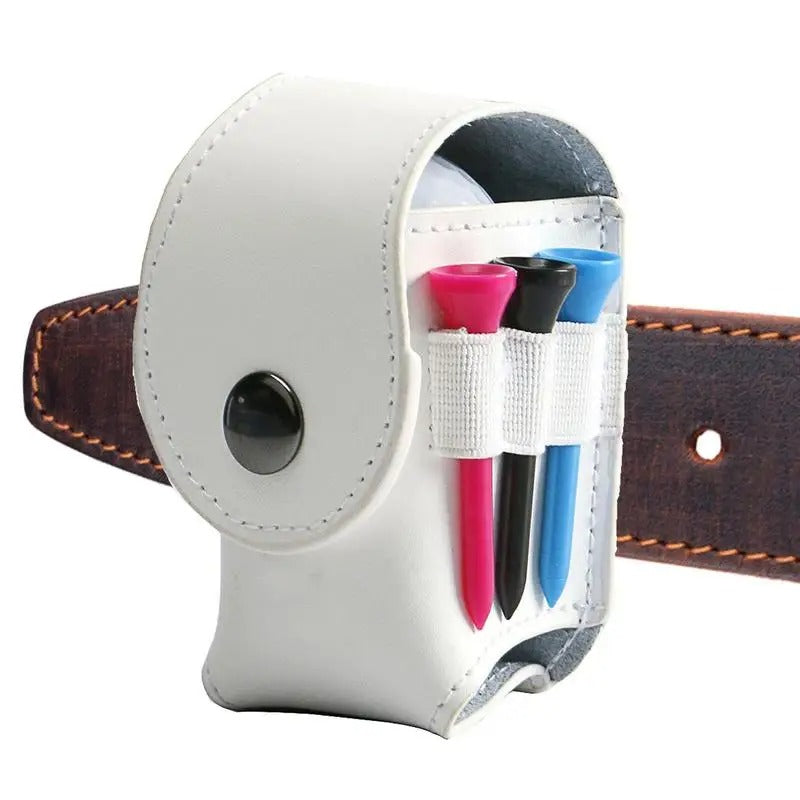 Cowhide Leather Golf Ball & Tee Holder – Portable Storage Pouch with Divot Tool Carrier - Delicate Leather