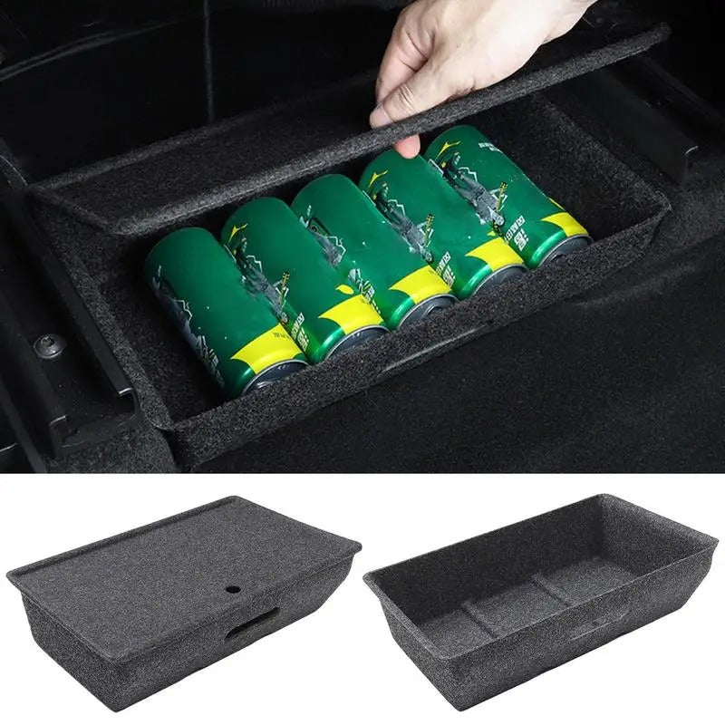 Tesla Model Y Under-Seat Storage Box – Hidden Drawer Organizer for Extra Space - Delicate Leather