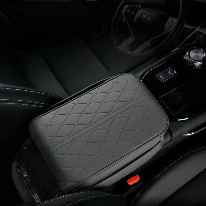 Universal Car Armrest Box with Storage, Heightened Leather Memory Foam Cushion Pad – Protective Support for Auto Center Console - Delicate Leather