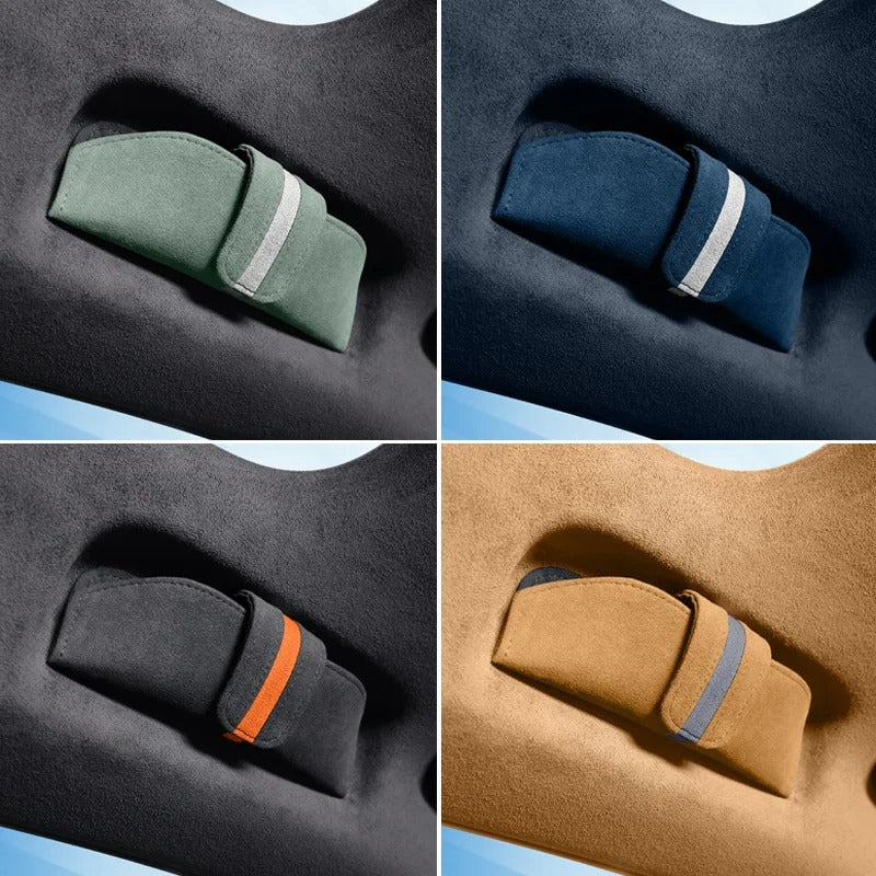 Alcantara Suede Magnetic Sunglasses Holder – Stylish Car Glasses Case Storage Box - Delicate Leather