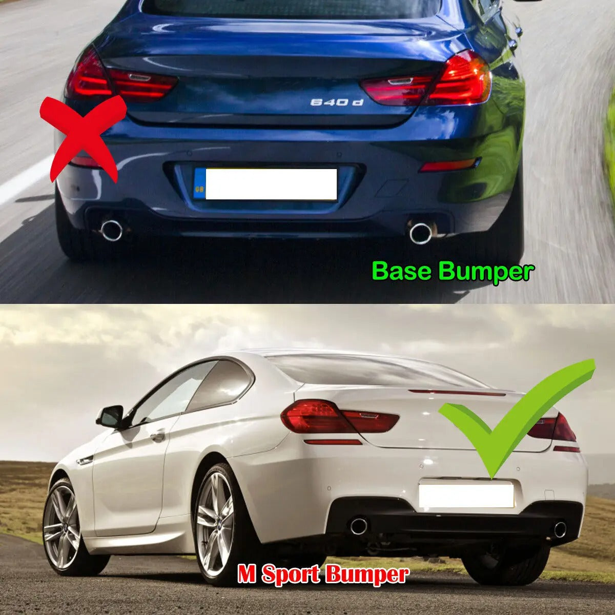 Gloss Black Rear Bumper Diffuser Lip for BMW 6 Series F06/F12/F13 640i M Sport (2012-2018) - Delicate Leather