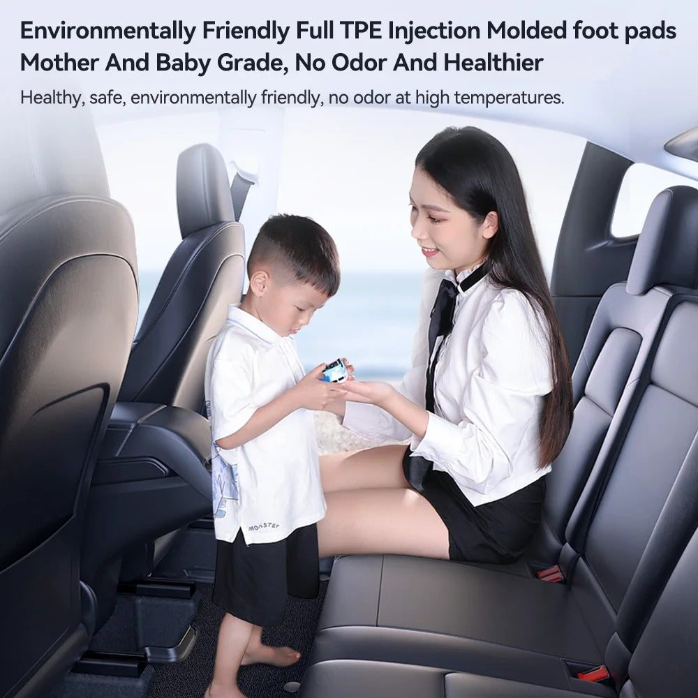 TPE Car Floor Mats & Luggage Mat Set for Tesla Model 3 Highland/Model Y (2019-2024) - Four Seasons Waterproof Anti-Slip Trunk Mat - Delicate Leather