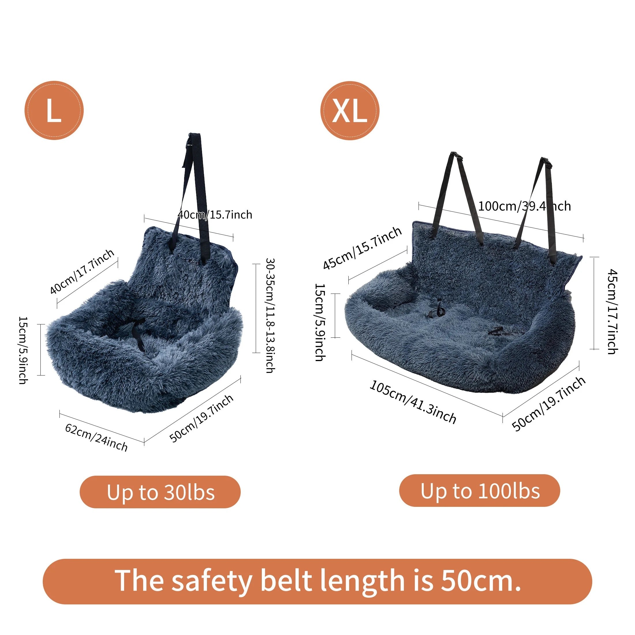 Dog Car Seat for Large Dogs - Two-Dog Travel Back Seat Booster Sofa with Washable Plush Cover