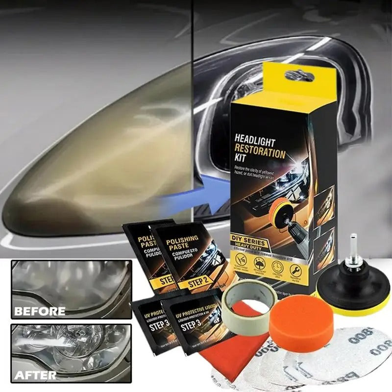 Car Headlight Scratch Repair Polish Tool – Comprehensive Headlight Restoration Kit - Delicate Leather