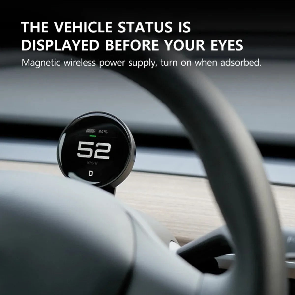 Ultra-Thin Dashboard Display with Wireless Magnetic Charging – Tesla Model Y & Model 3 - Delicate Leather