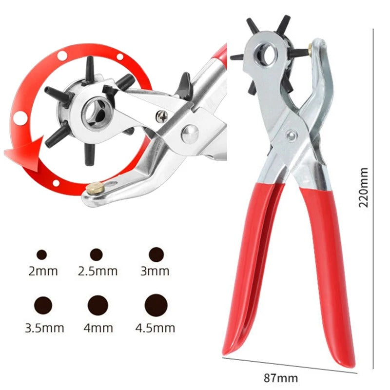 Multifunctional Leather Hole Punch Tool - 6 Round Holes Carbon Steel Belt Puncher (2.0-4.5mm) - Delicate Leather