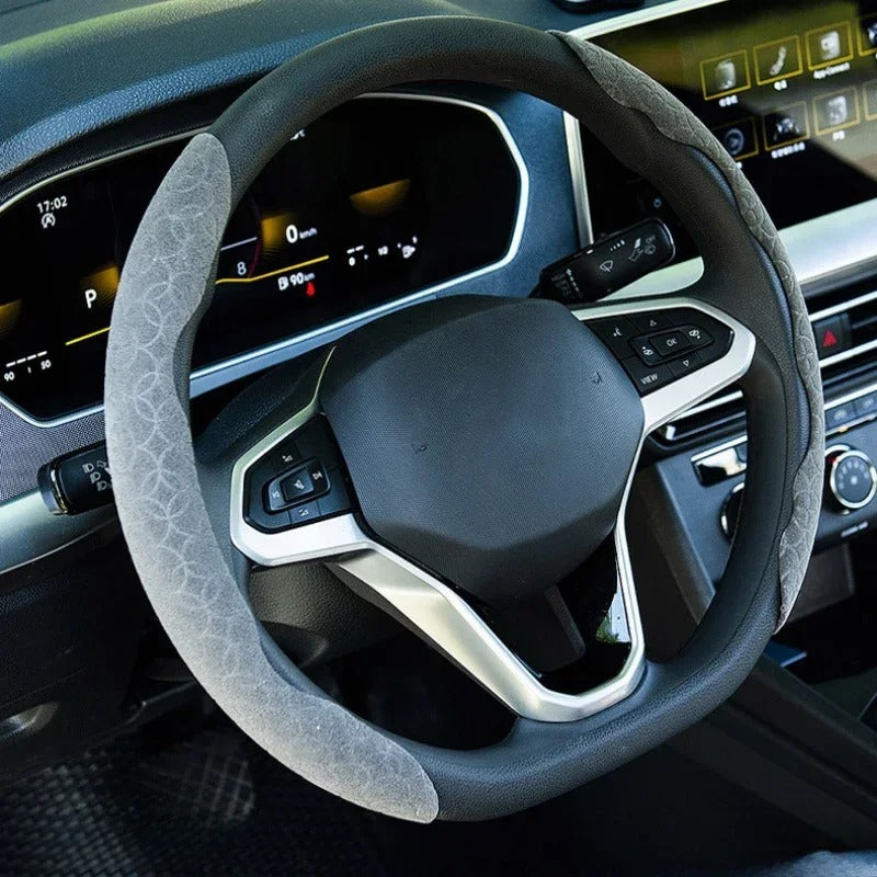 Suede Universal Car Steering Wheel Cover - Protect Your Steering Wheel,Car Decoration Accessories Anti Slip Steering Wheel Cover - Delicate Leather