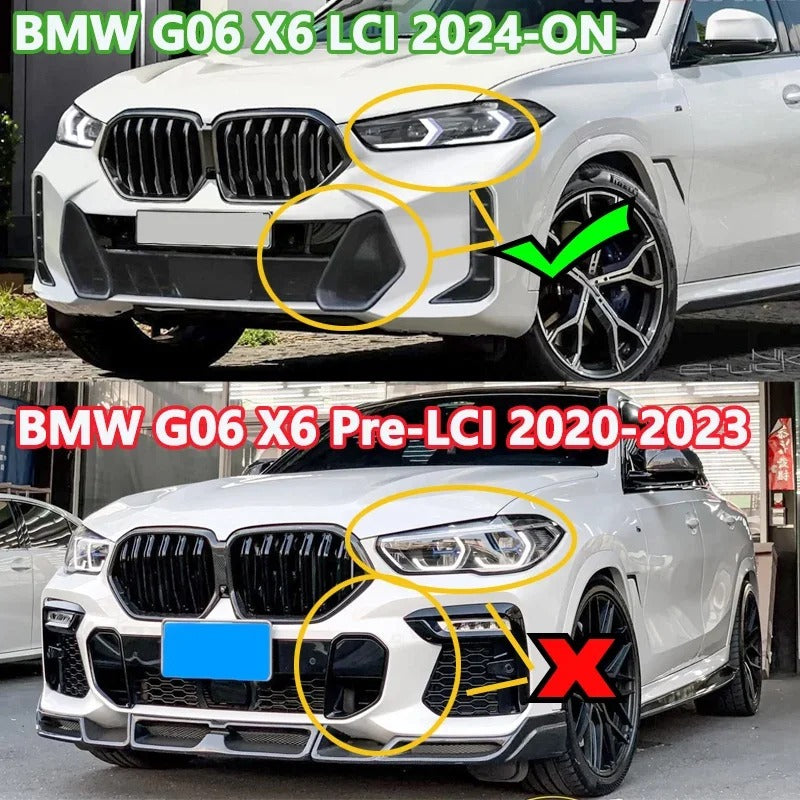 Glossy Black Single-Line Kidney Grilles for BMW X6 G06 LCI (2024-Up) – Racing Style