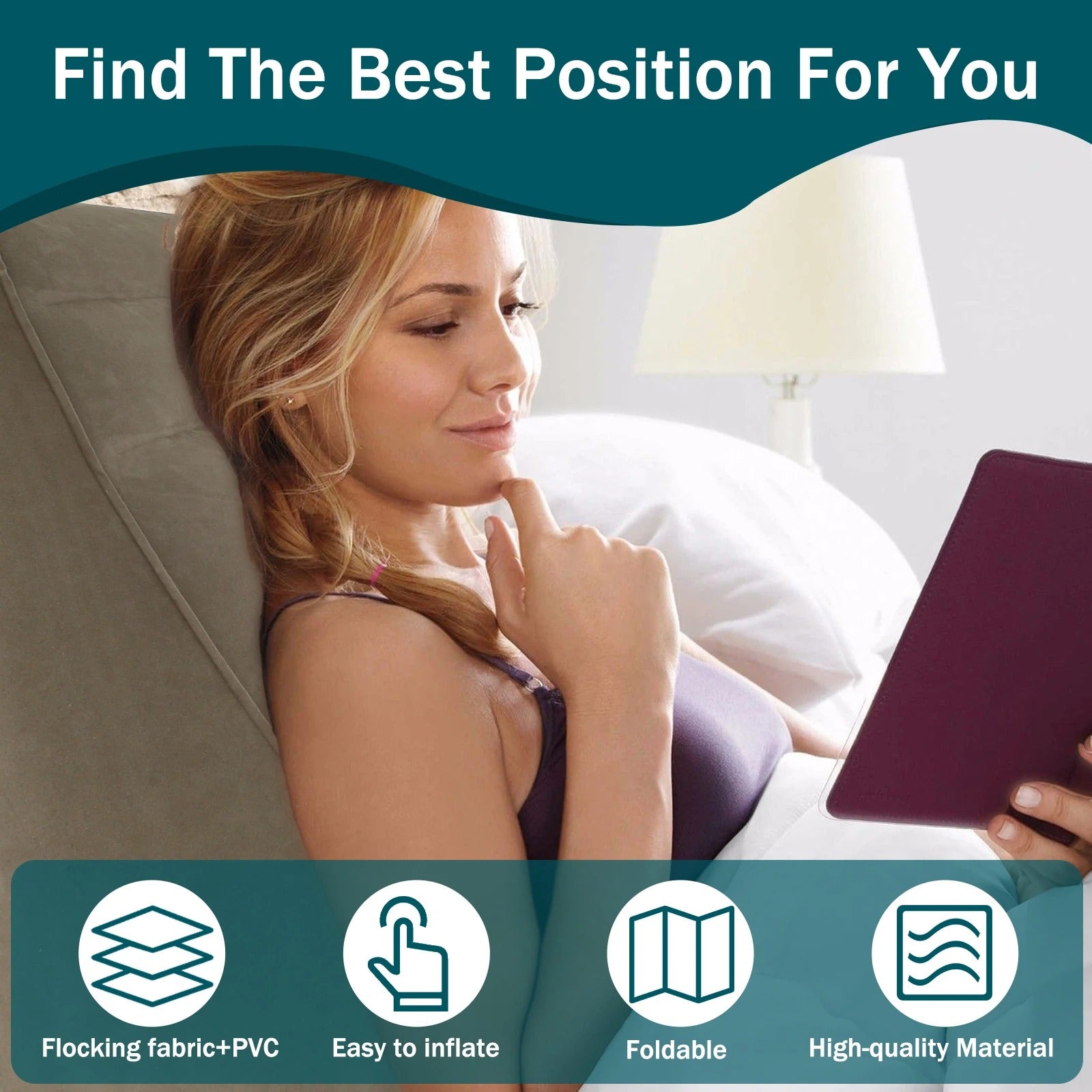 Inflatable Wedge Pillow – Multi-Functional Leg Rest, Lumbar Support, and Travel Cushion