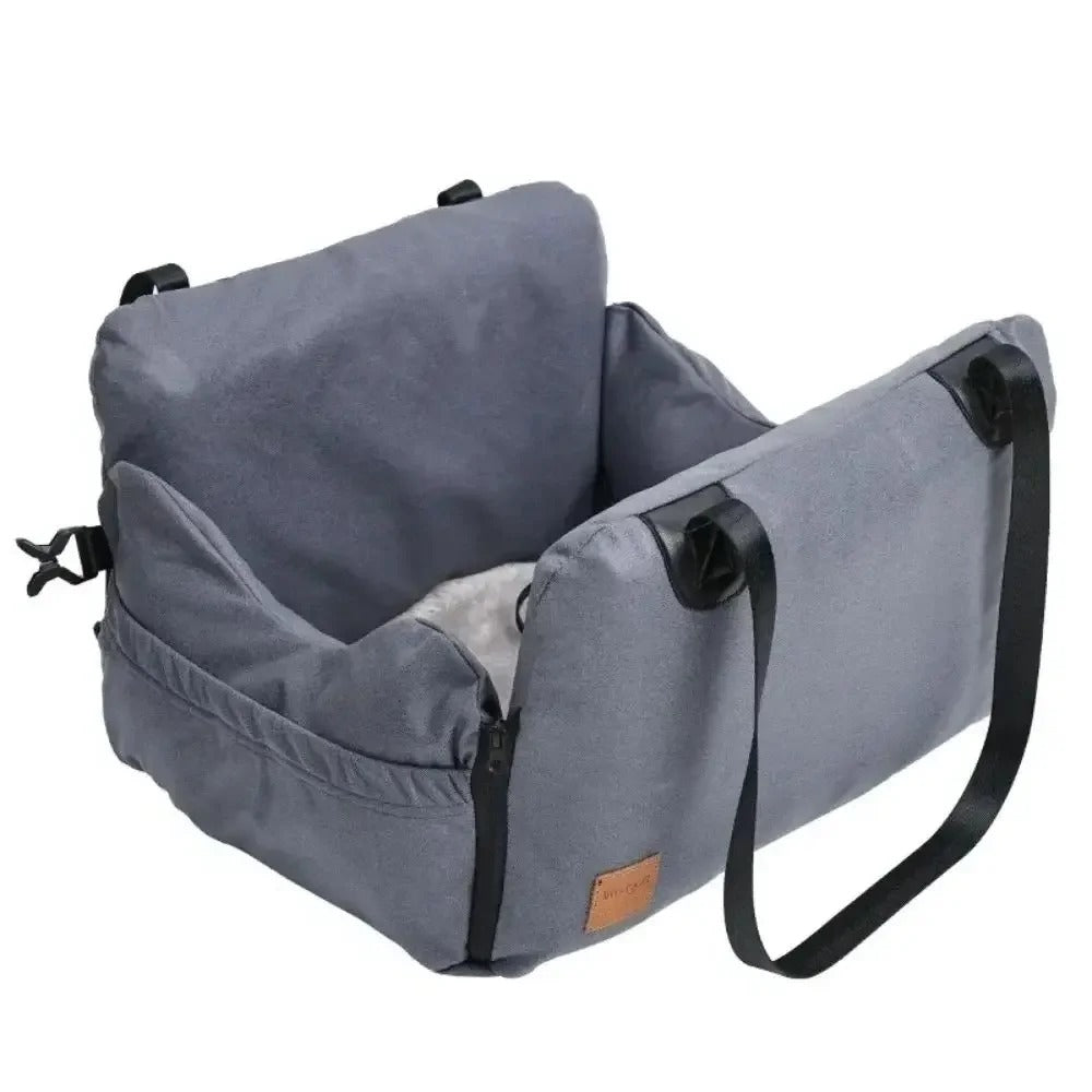 Thick Pet Car Seat Travel Carrier - Detachable, Washable, Ultra-Soft Travel Bed for Cats & Dogs - Delicate Leather