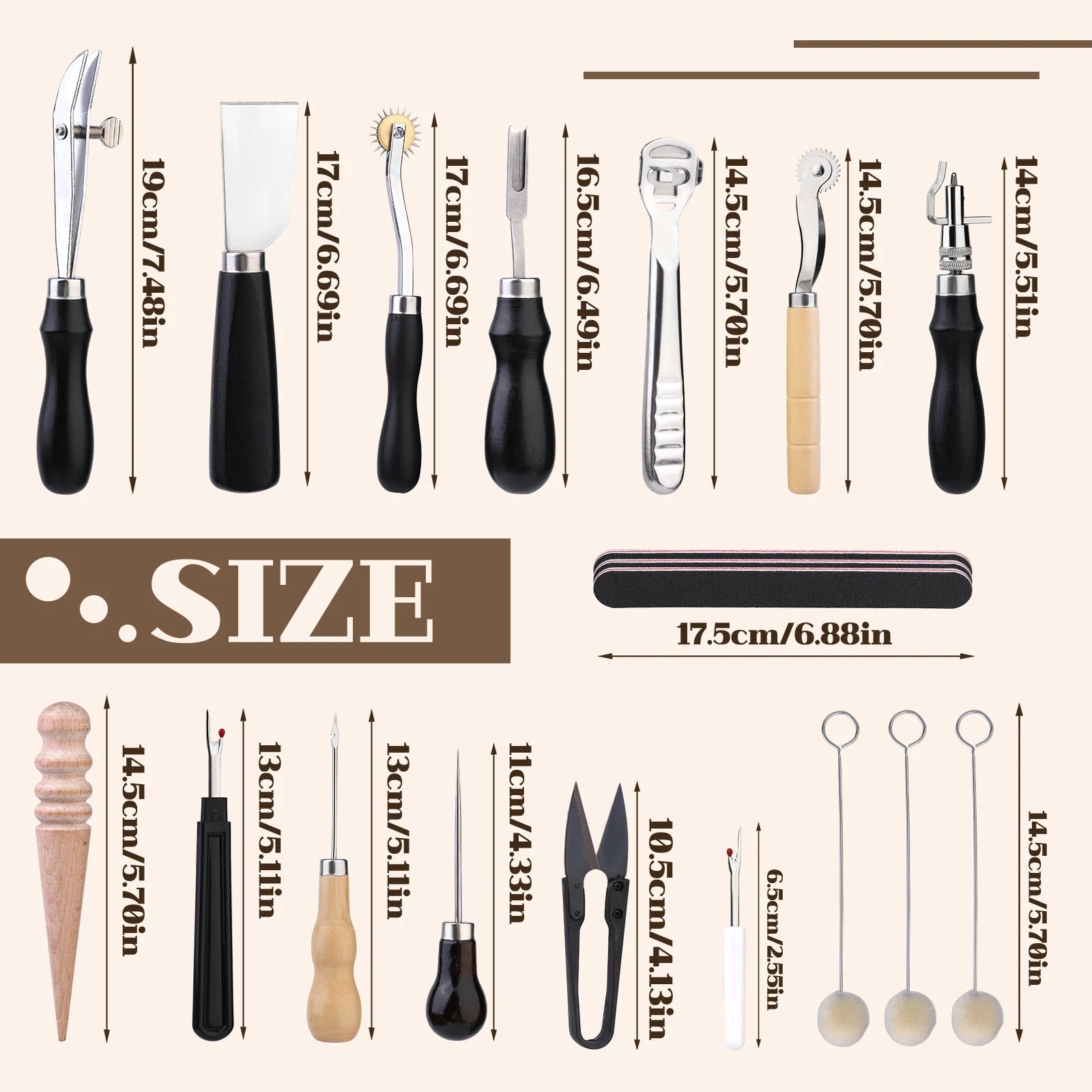 55PCS Leather Working Tools Set – Complete Kit with Stitching Groover, Beveler, Sewing Thread, and More