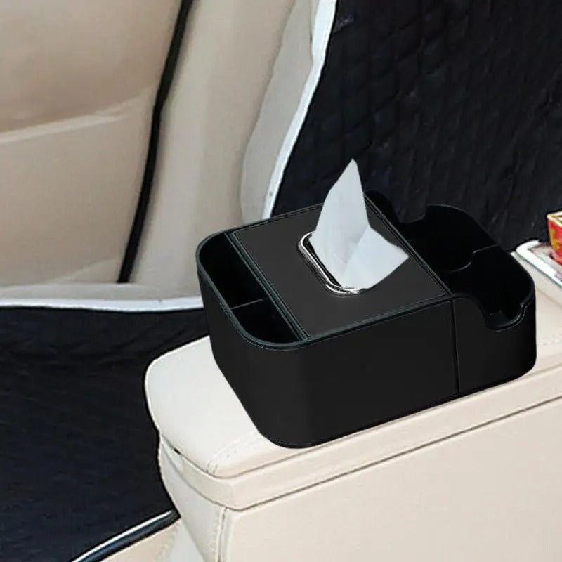 Car Armrest Organizer – PU Leather Storage Box for Seat & Console - Delicate Leather