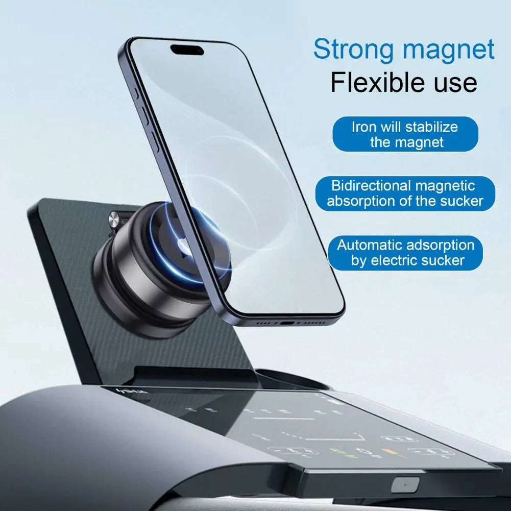 Magnetic Car Phone Holder with Electric Suction Cup – 360° Rotating Telescopic Stand for Phones and Tablets