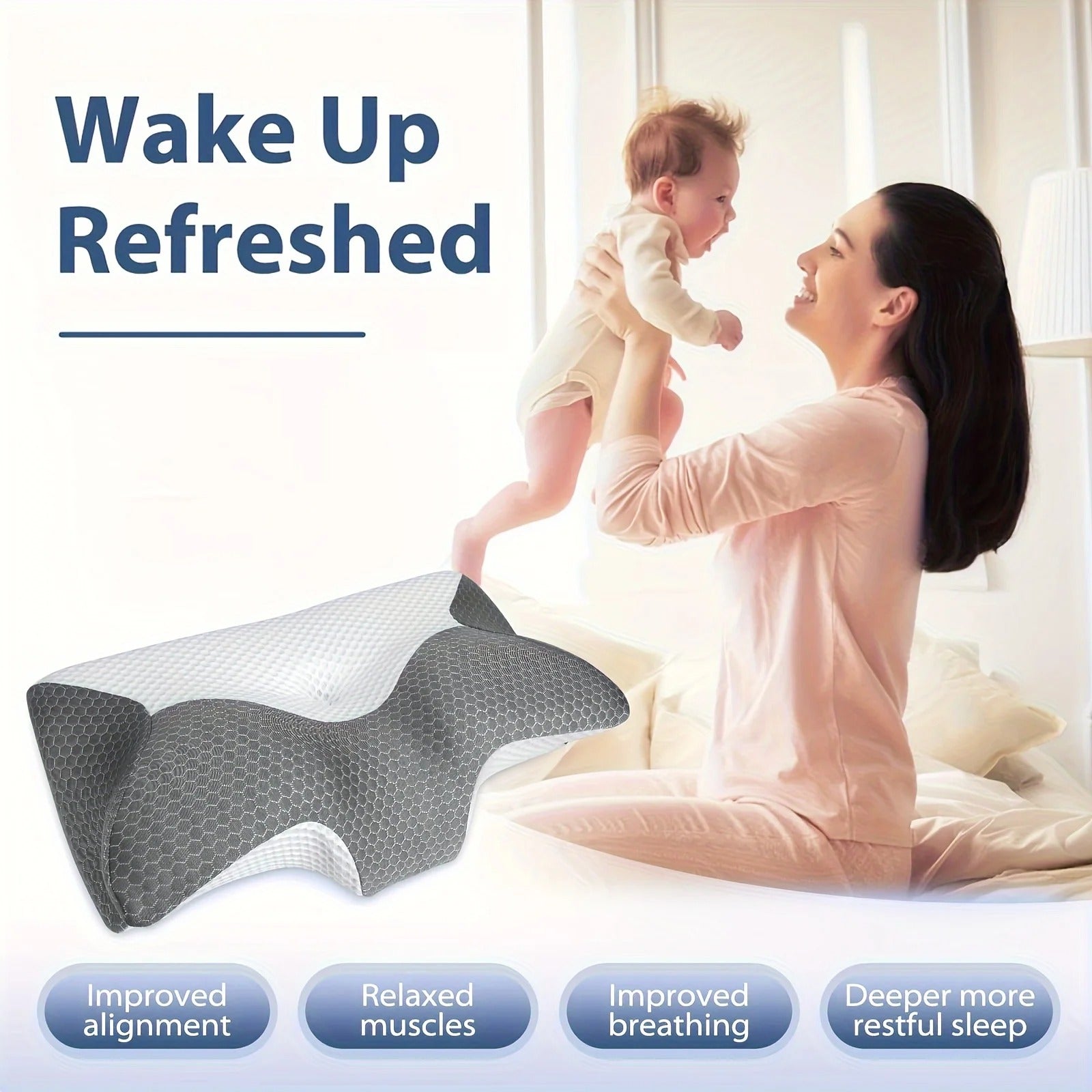 Orthopedic Cervical Memory Foam Pillow – Contoured Neck and Shoulder Support for Side Sleepers - Delicate Leather