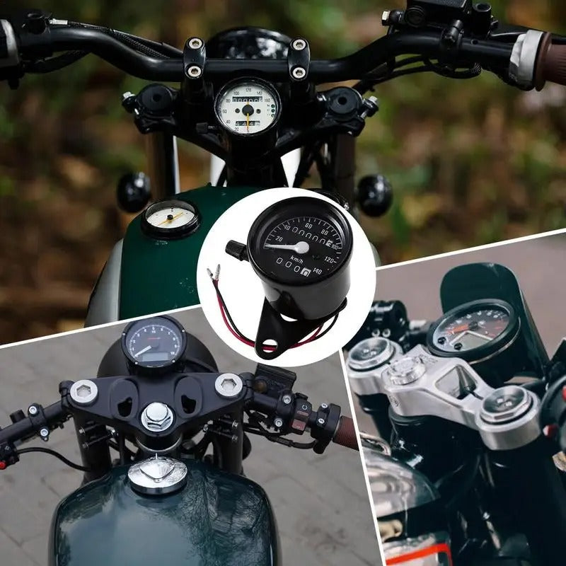 LED Retro Digital Tachometer – 12V Motorcycle Speedometer with Dual Mileage Display & GPS - Delicate Leather