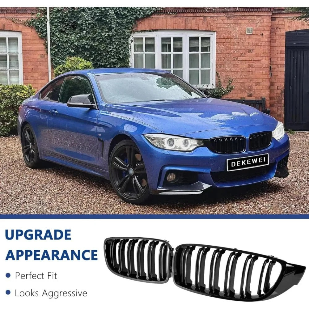 Gloss Black Double Slats Front Kidney Grille for BMW 4 Series F32/F33/F36 & M3/M4 (2013-2019)