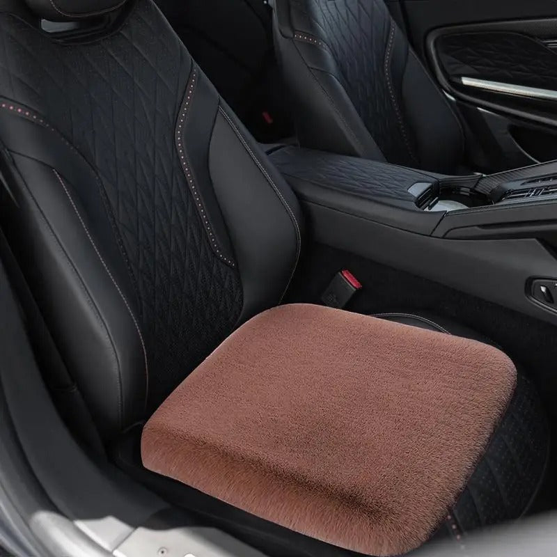 Plush Car Seat Cushion – Warm & Cozy Winter Seat Cover for All Vehicles - Delicate Leather