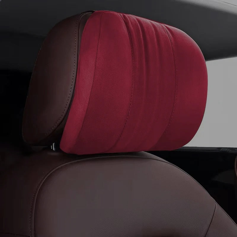 Memory Foam Car Neck Pillow – Suede Headrest for Driving Comfort - Delicate Leather