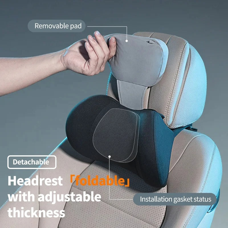Universal Car Headrest & Lumbar Support Pillow – Memory Foam Neck & Back Cushion - Delicate Leather