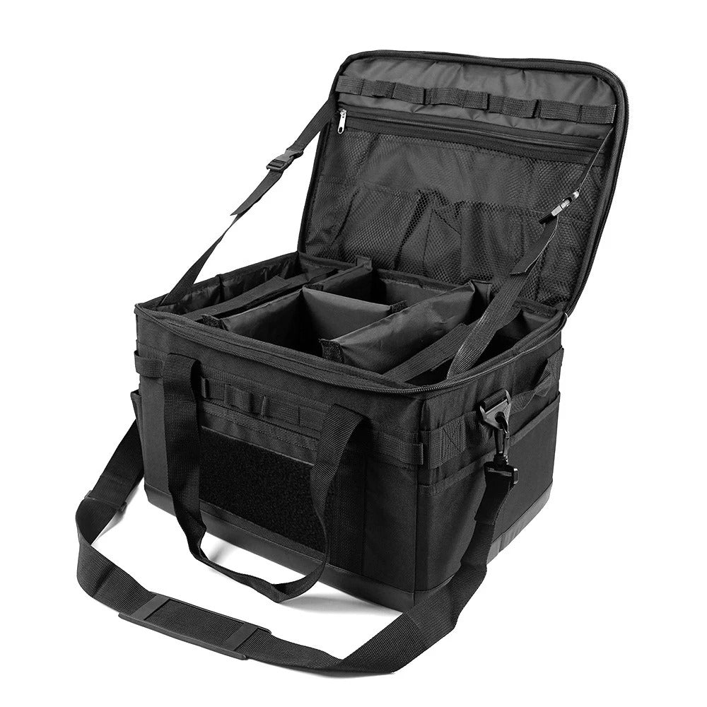 Large Zipper Camping Bag - Anti-Crash Cookware Carrying Case, Multifunctional Durable Storage Organizer - Delicate Leather