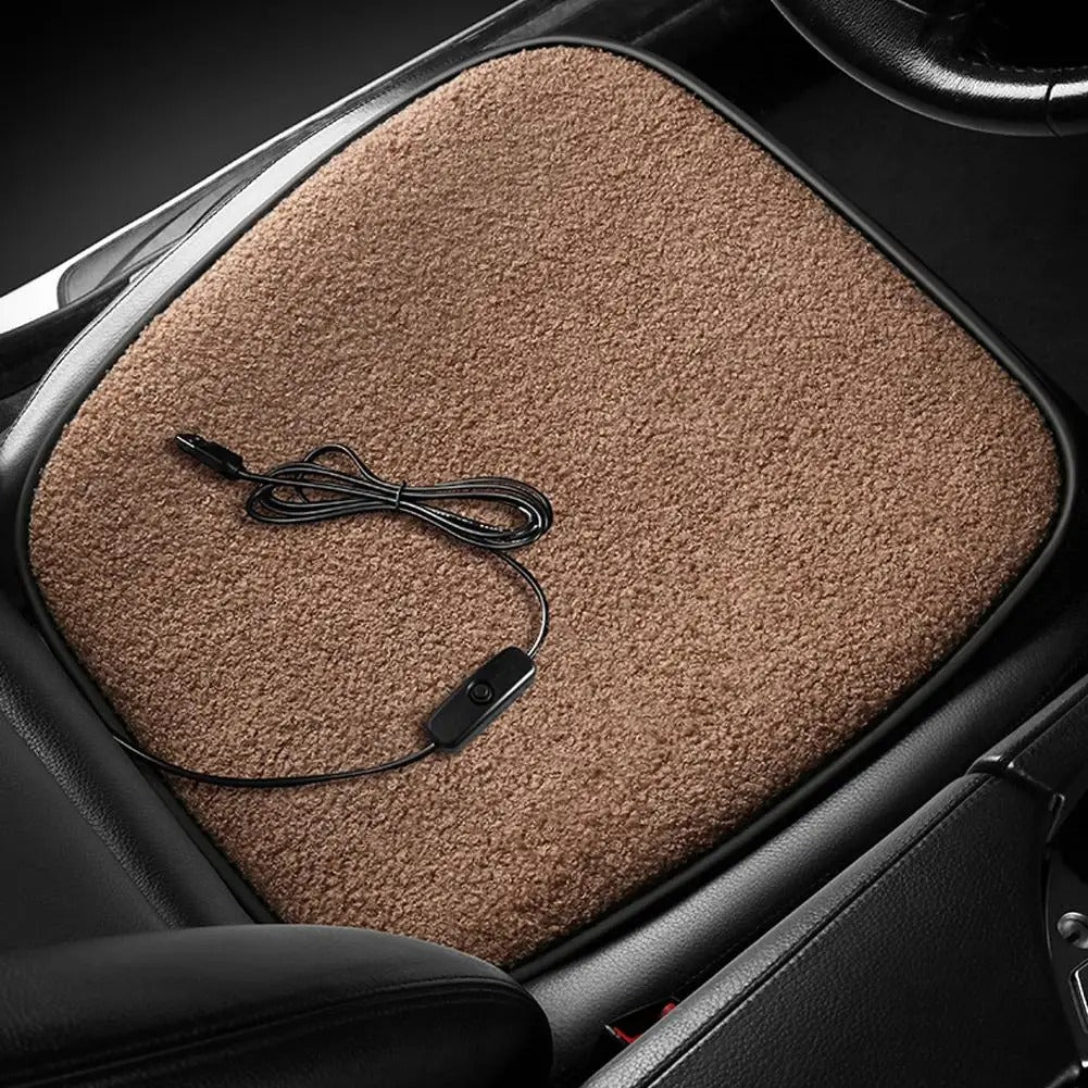 5V 12W USB Heated Seat Cushion – Winter Warmer Pad for Cars, Office, and Home - Delicate Leather