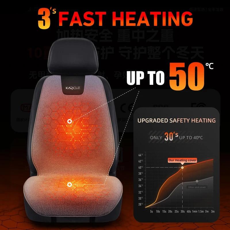 Heated Fleece Car Seat Cover with Graphene Heating – Fast Warm Plush Seat Protector for Winter - Delicate Leather