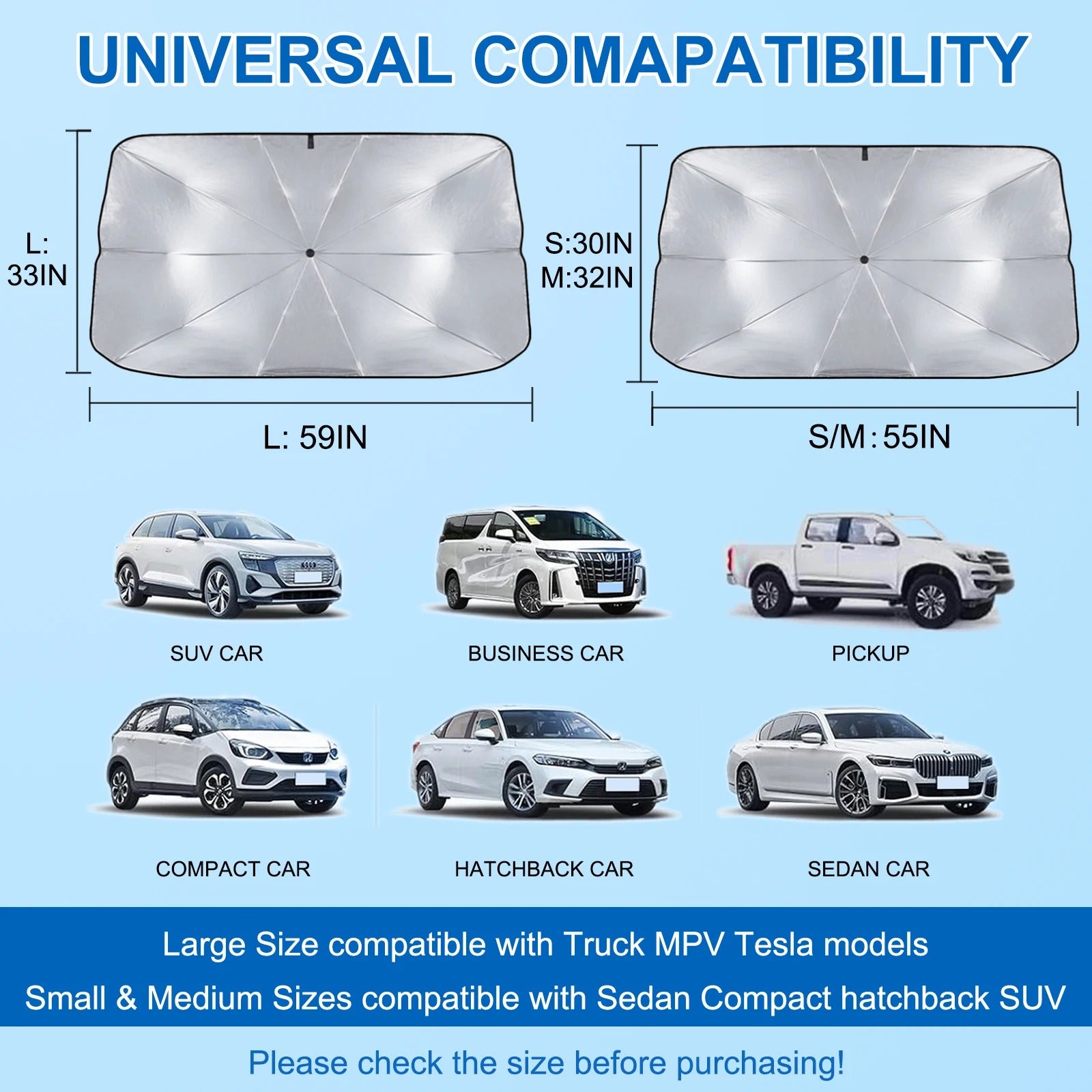 New Foldable Car Sunshade Umbrella - High-Quality Summer Windshield Heat Protection - Delicate Leather