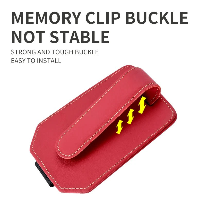 Car Glasses Clip – Leather Visor Sunglasses & Card Holder