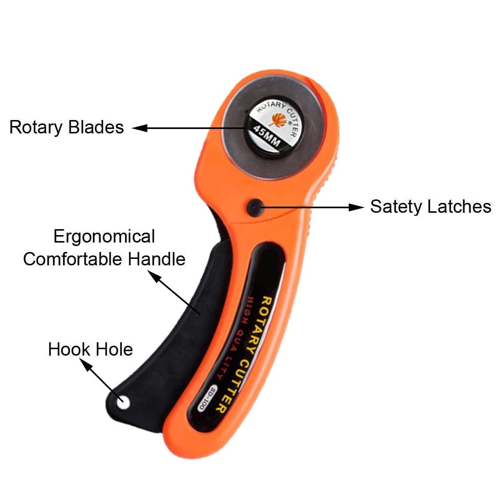45mm Professional Rotary Cutter for Leather, Fabric, and Craft Projects - Delicate Leather