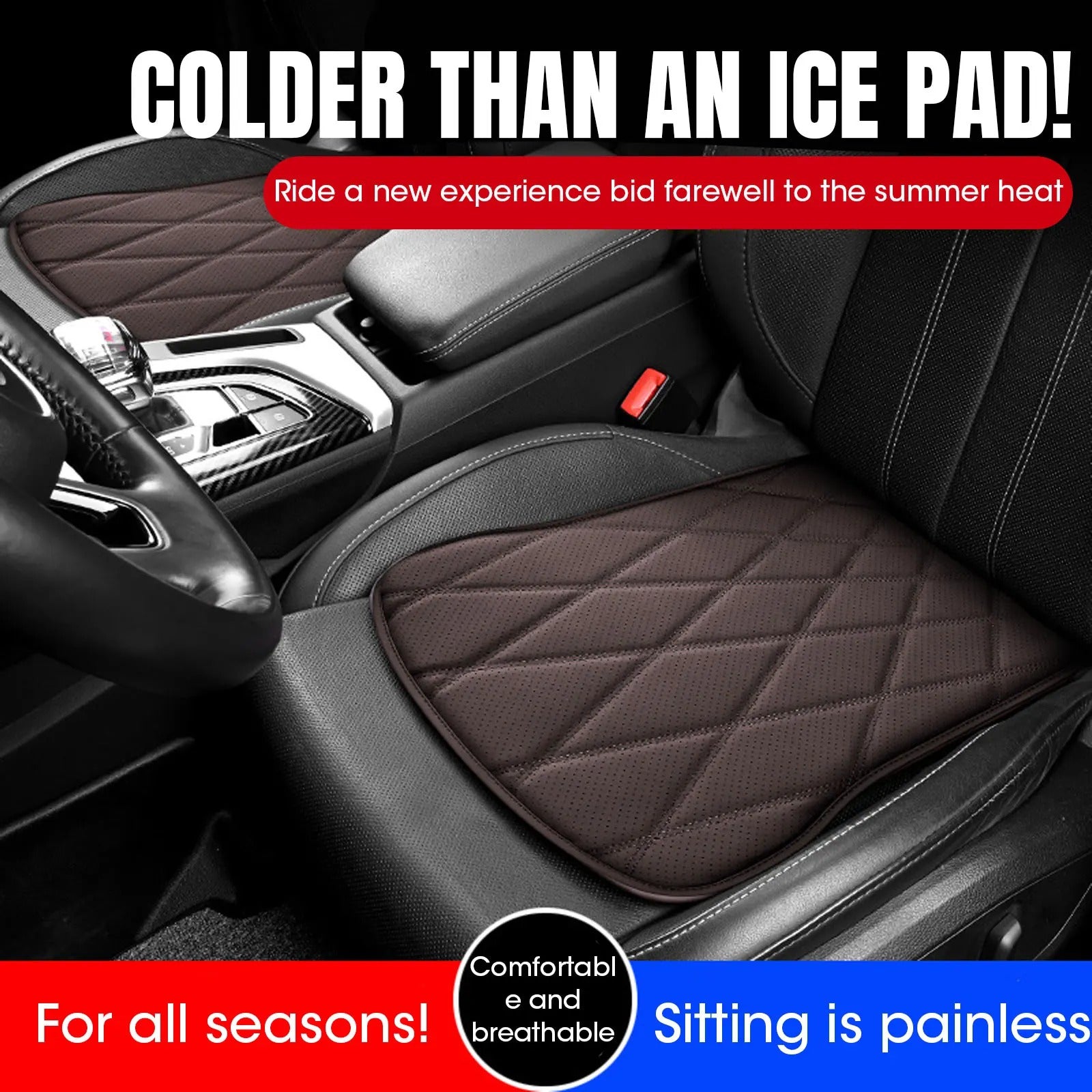 Car Breathable Cushion – Four Seasons Non-Slip Seat Cushion for Comfort and Cooling - Delicate Leather