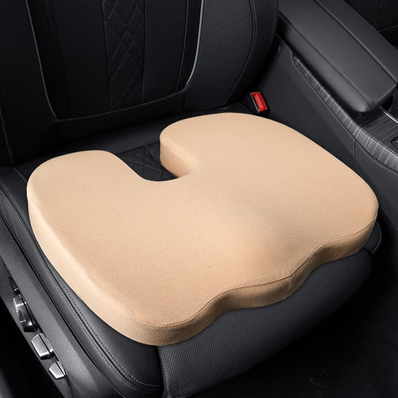 Cushion Non-Slip Orthopedic Memory Foam – Coccyx Support for Tailbone, Sciatica, and Back Pain Relief - Delicate Leather