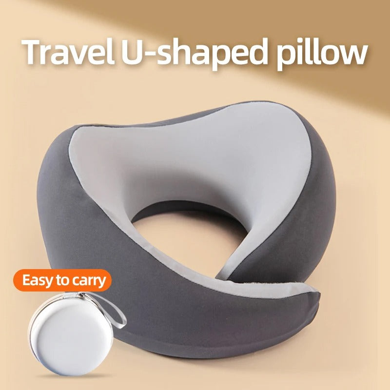 Portable Memory Foam Neck Pillow – U-Shaped Travel Pillow for Cervical Support, Camping, and Rest - Delicate Leather
