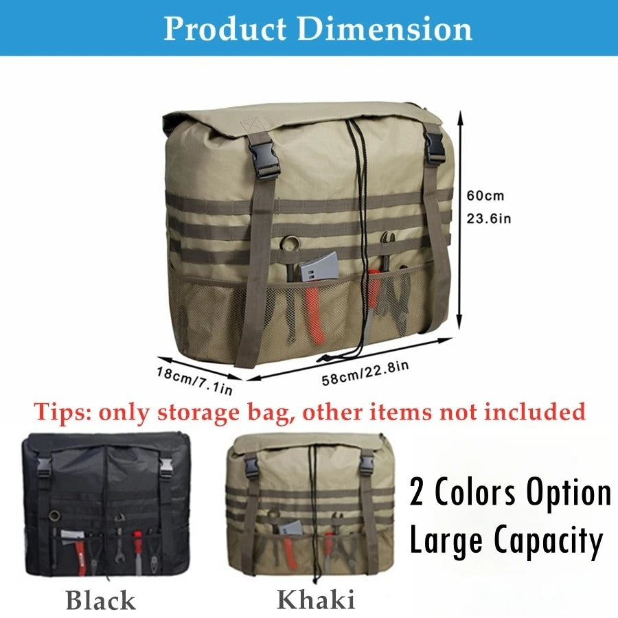 Black Khaki Large-Capacity Spare Tire Storage Bag – SUV Trunk Organizer for Outdoor Off-Road Gear - Delicate Leather