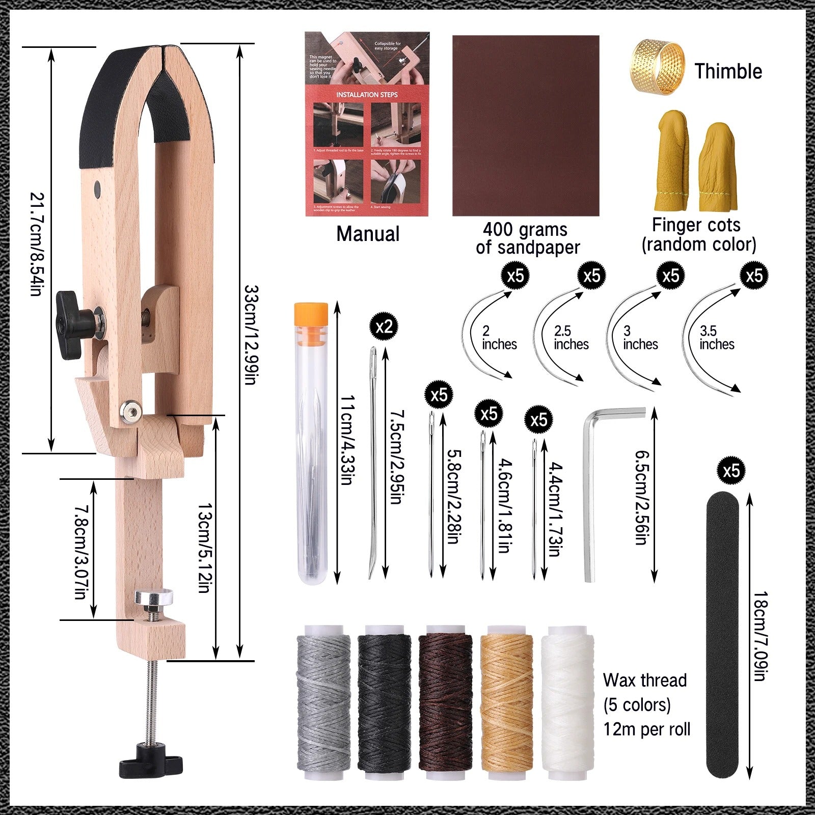 Leather Stitching Sewing Pony – Versatile Clamp with Needles and DIY Handworking Tools Set - Delicate Leather