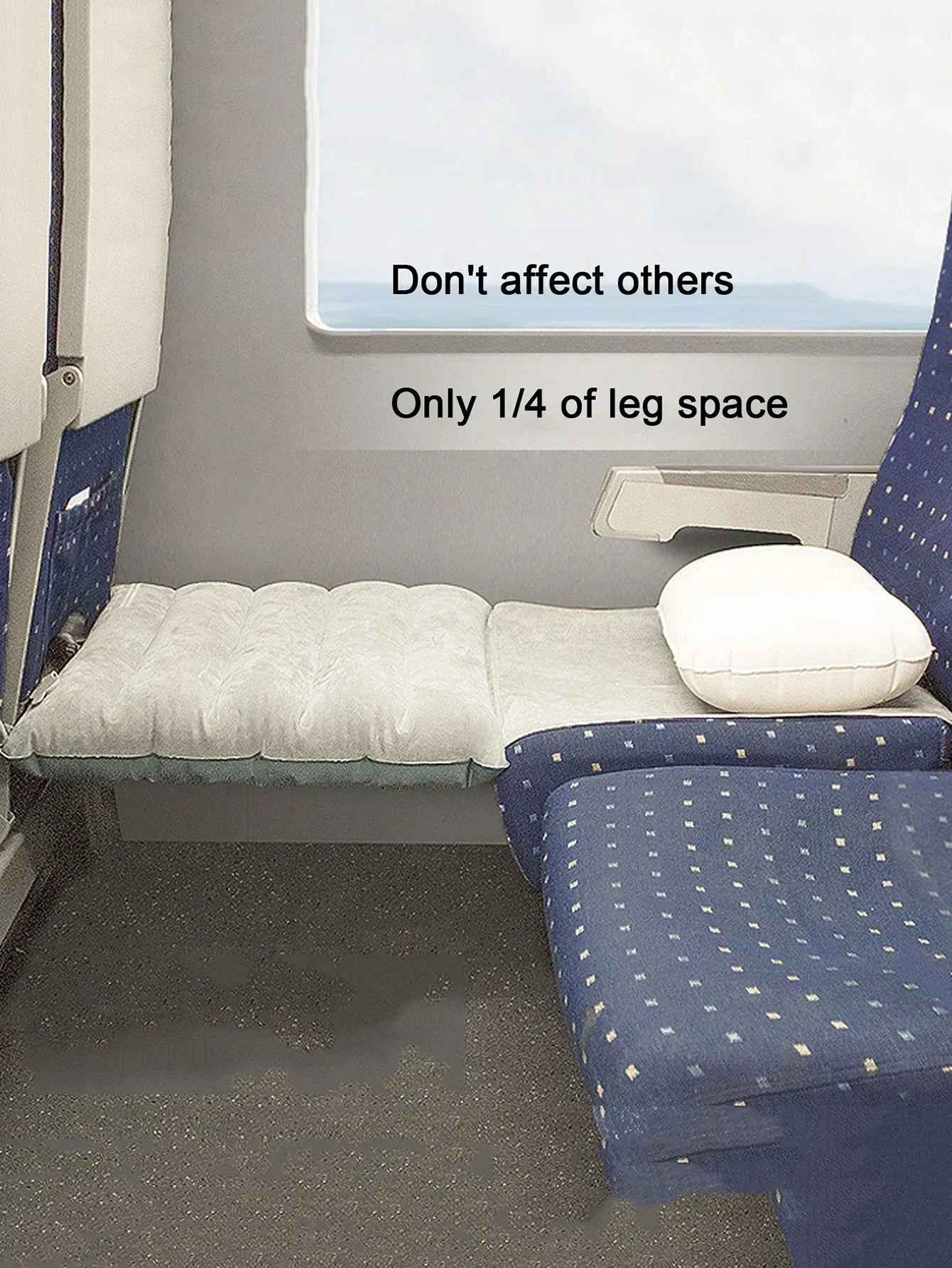 Adjustable Inflatable Footrest Hammock – Travel Bed for Car, Train, Airplane & Camping - Delicate Leather