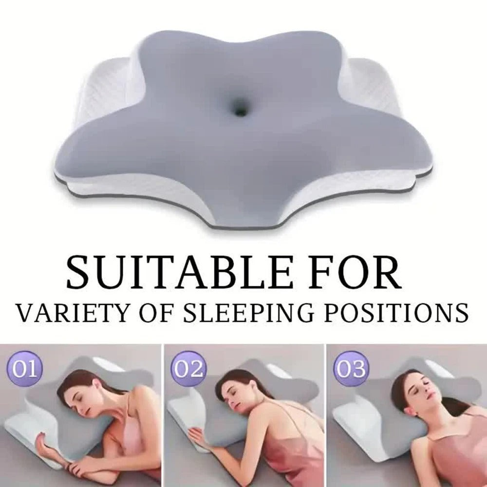Butterfly Shaped Memory Foam Neck Pillow – Orthopedic Pain Relief for Sleeping, Anti-Snore and Anti-Apnea - Delicate Leather