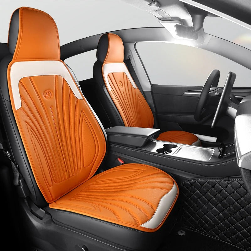 Universal Pink and White Car Seat Cover - Breathable Leather Protector Mat with Anti-Slip Design - Delicate Leather