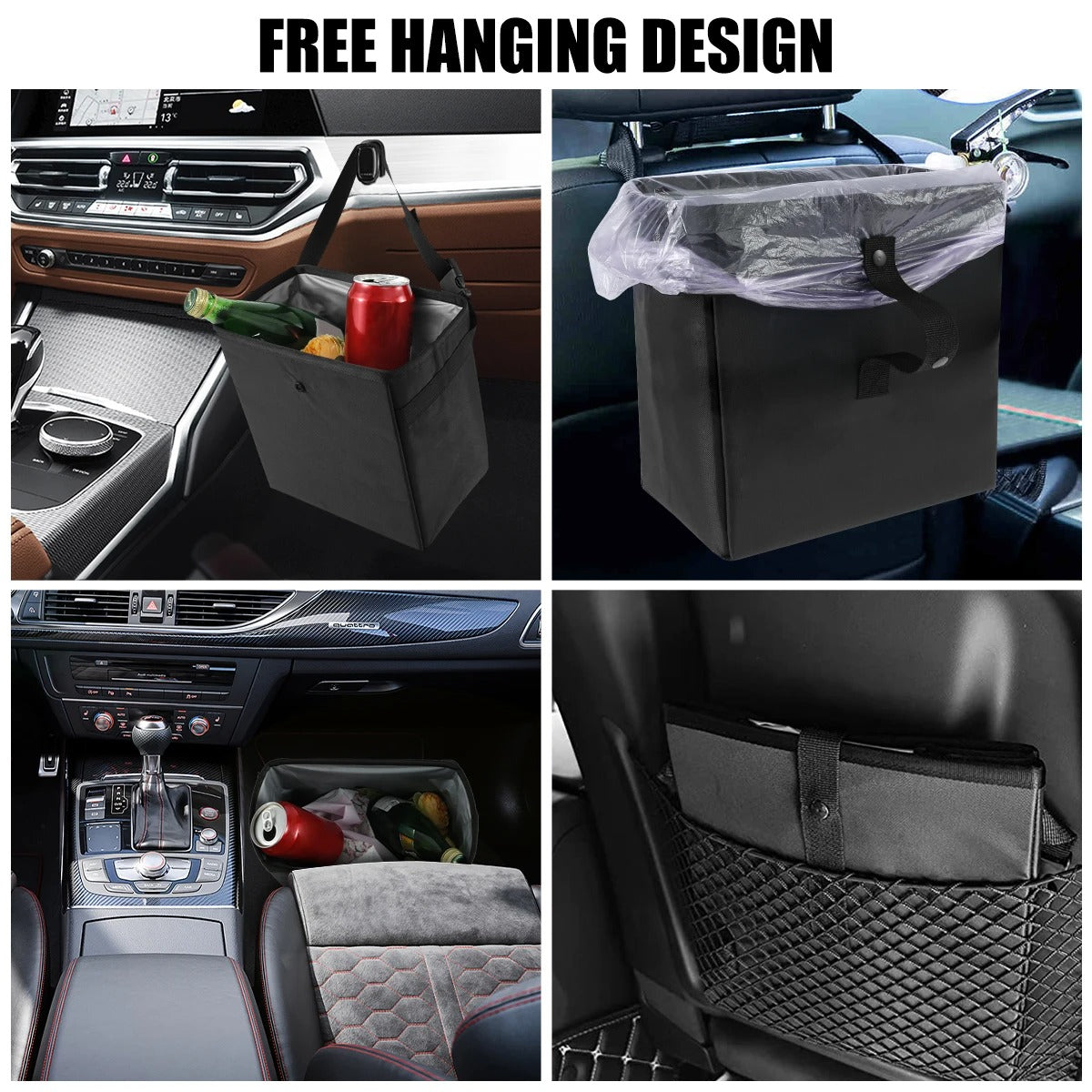 Foldable Waterproof Car Trash Can – 6.5L/8.5L Large Capacity Garbage Bag & Storage Organizer with Hanging Strap - Delicate Leather