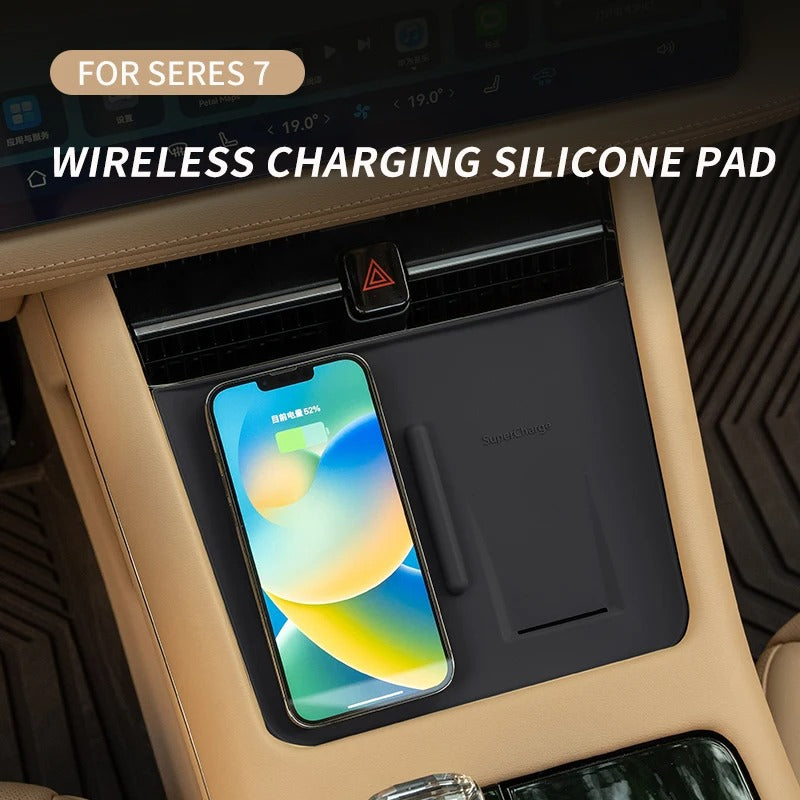 Wireless Charging Silicone Pad – Non-Slip Phone Mat for SERES Huawei AITO M7/M5 - Delicate Leather