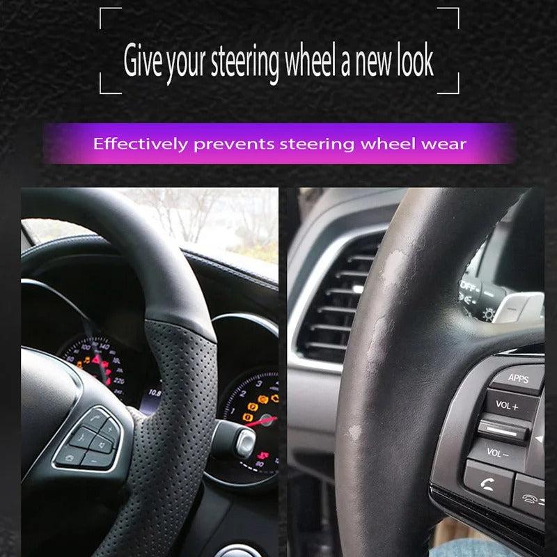 Black Microfiber Leather Steering Wheel Cover – Custom DIY for Ford Mustang (2009-2014) - Delicate Leather