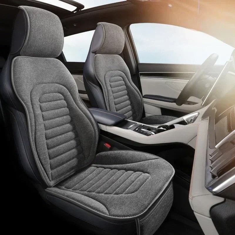 Universal Flax Car Seat Covers – Breathable Four-Season Linen Seat Protectors | Anti-Slip, Eco-Friendly, Semi-Wrap Design for Cars, SUVs, MPVs - Delicate Leather