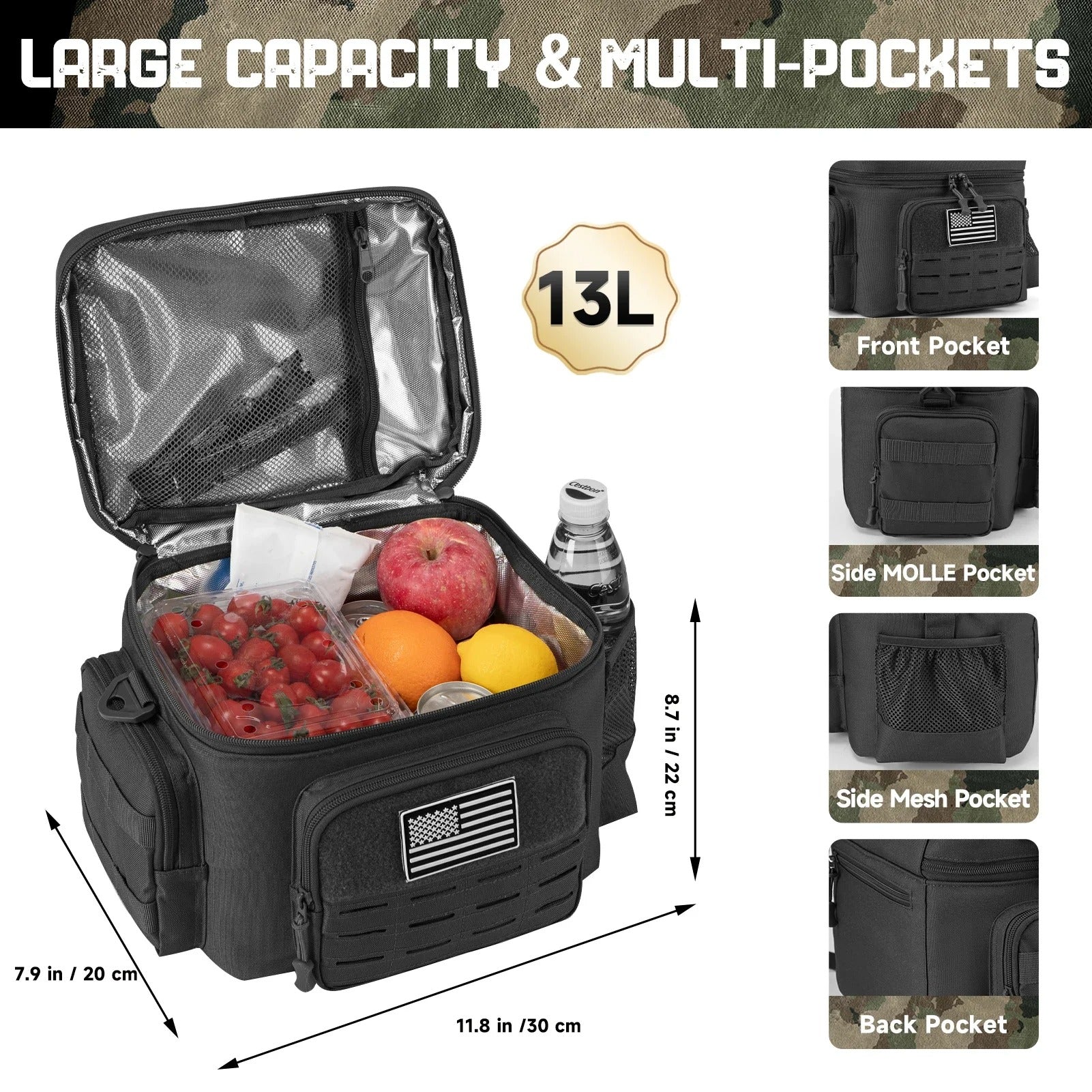 Tactical Heavy Duty Insulated Cooler Bag – Leakproof Lunch Box for Work, Camping, and Outdoor Adventures - Delicate Leather