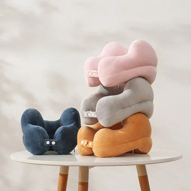 U-Shaped Neck Pillow – Camel Hump Design for Travel, Office, and Nap Comfort - Delicate Leather